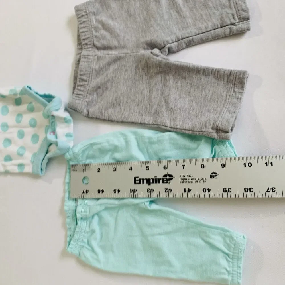 Carters Outfit Top Pants Set Baby Girl 3 Months White Blue‎ Short Sleeve Stretch - Picture 7 of 8